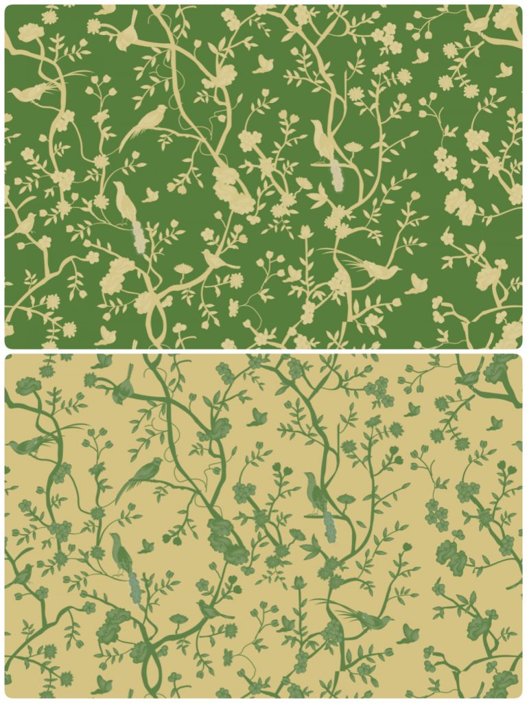 Reversible Green and Gold Chinoiserie