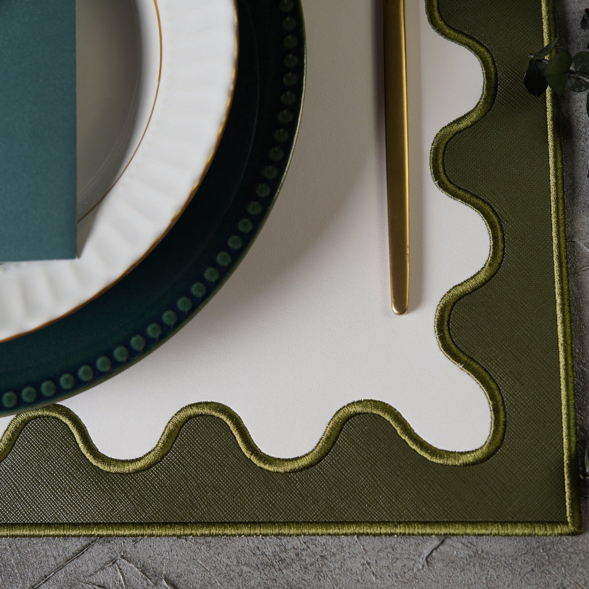 Lustre Dark Green Rectangle Faux Leather Placemat