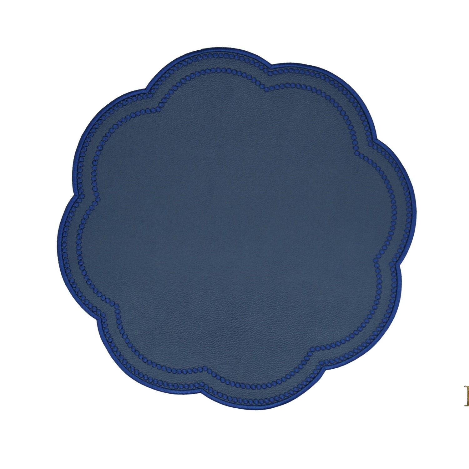 Nurture Navy Blue Round Faux Leather Placemat