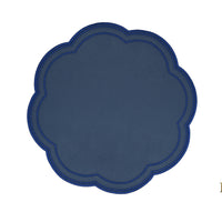 Nurture Navy Blue Round Faux Leather Placemat
