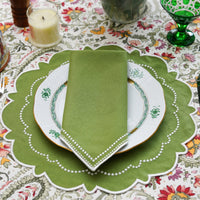 Harmony Green Round Fabric Placemat & Napkin Set