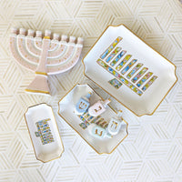 Shimmering Stars Menorah with 22K Gold Accents and Optional Monogram (Various Colors)