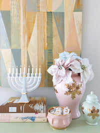 Shimmering Stars Menorah with 22K Gold Accents and Optional Monogram (Various Colors)