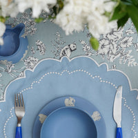 Blue Wavy Scalloped Round Placemat