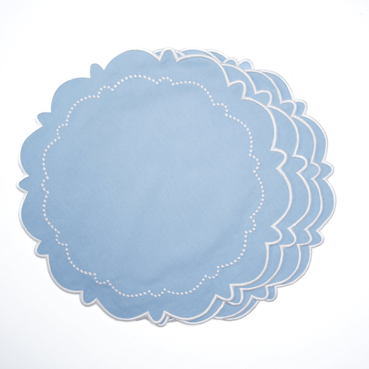 Blue Wavy Scalloped Round Placemat