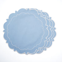 Blue Wavy Scalloped Round Placemat