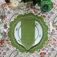 Harmony Green Round Fabric Placemat & Napkin Set