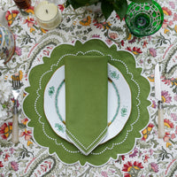 Harmony Green Round Fabric Placemat & Napkin Set
