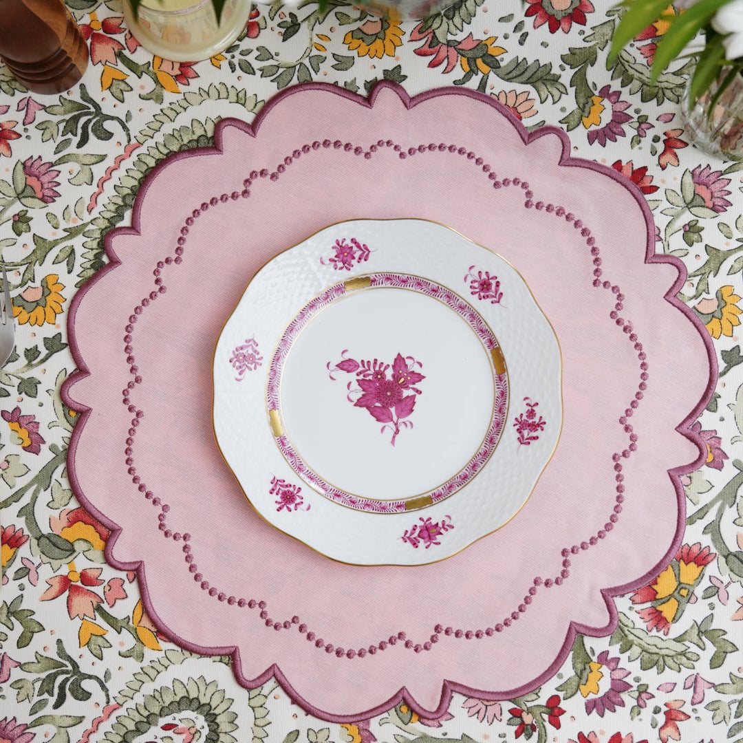 Harmony Pink Round Fabric Placemat