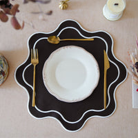 Haven Brown Wavy Edge Faux Leather Placemat