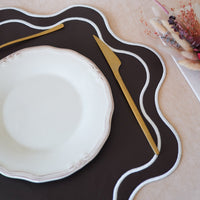 Haven Brown Wavy Edge Faux Leather Placemat