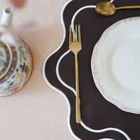 Haven Brown Wavy Edge Faux Leather Placemat