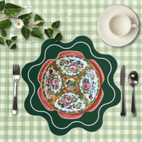 Haven Green Wavy Edge Faux Leather Placemat