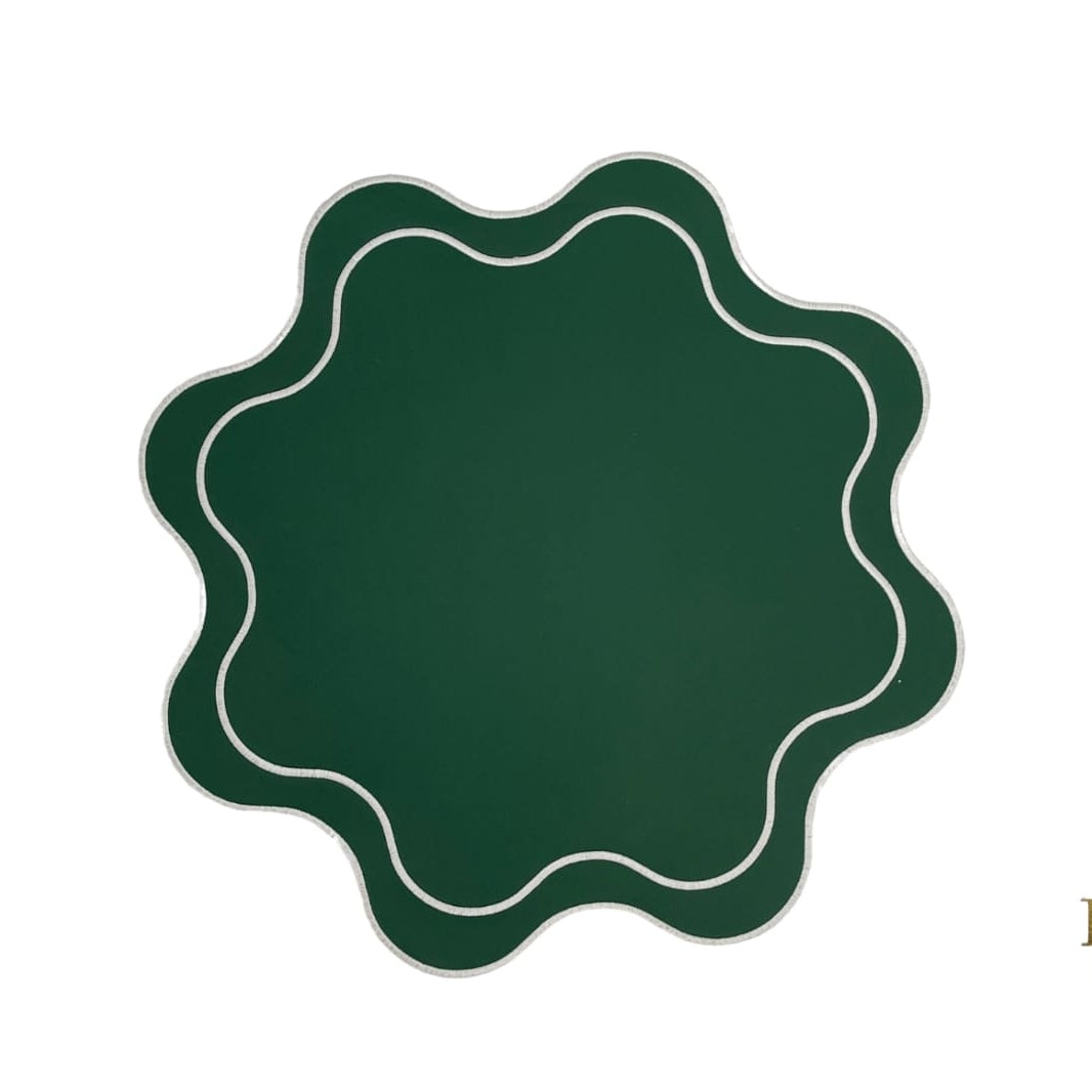 Haven Green Wavy Edge Faux Leather Placemat