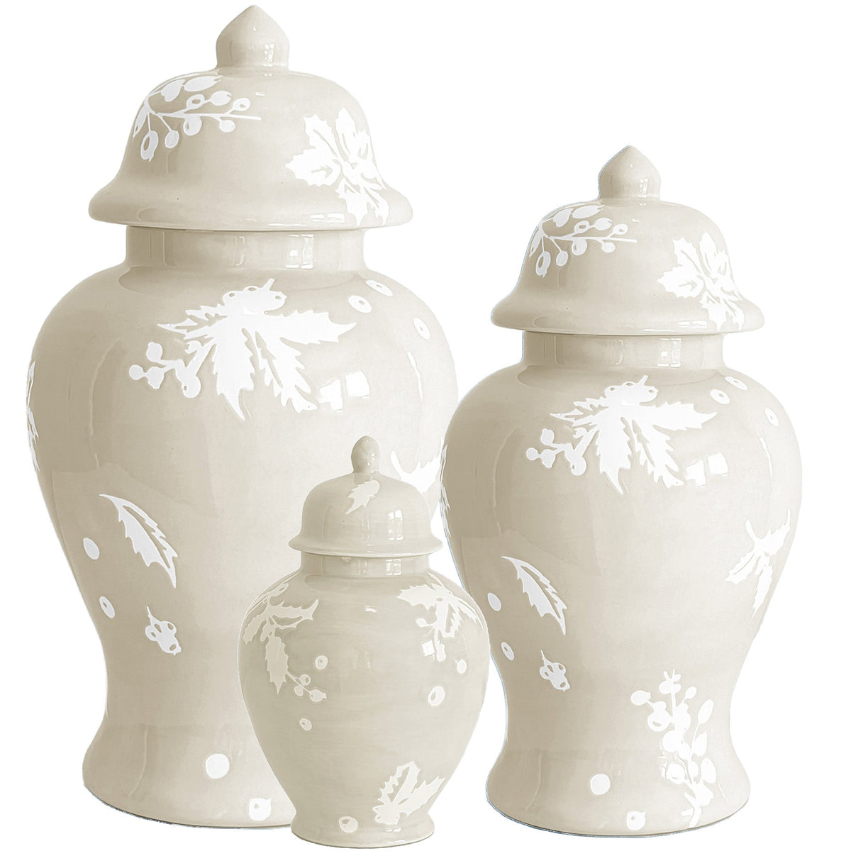 Deck the Halls Ginger Jars in Beige (Various Sizes)