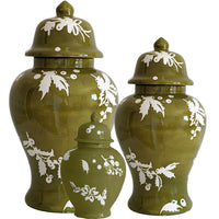 Deck the Halls Ginger Jars in Moss Green (Various Sizes)