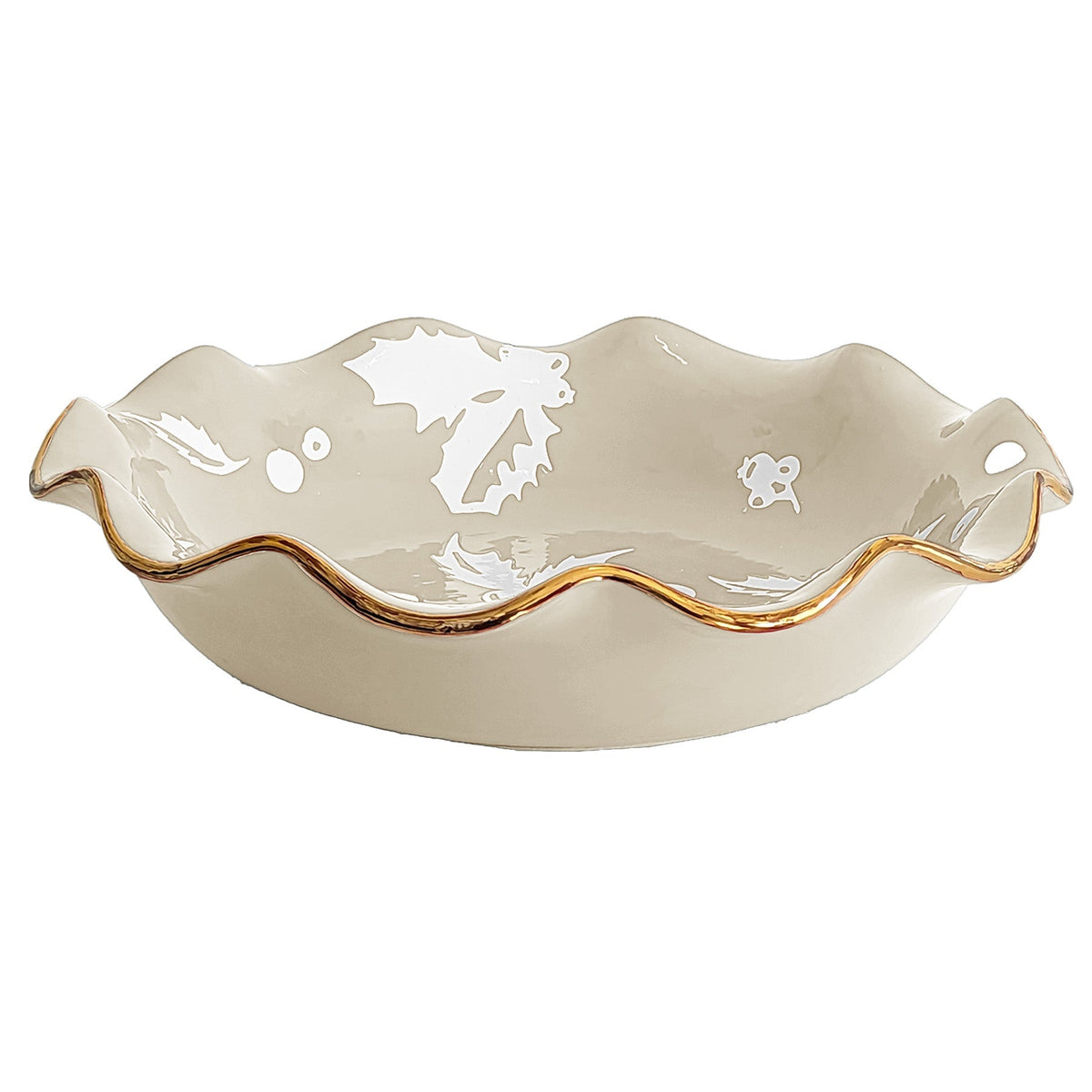 Holiday Botanical Scalloped Bowls with 22K Gold Trim