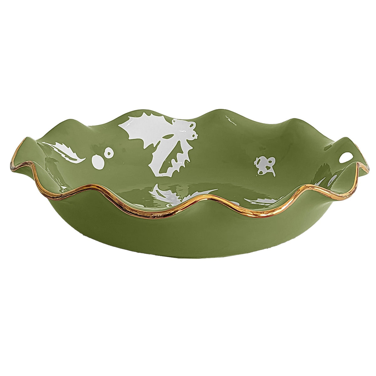 Holiday Botanical Scalloped Bowls with 22K Gold Trim