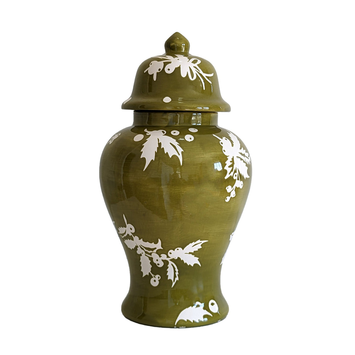 Deck the Halls Ginger Jars in Moss Green (Various Sizes)