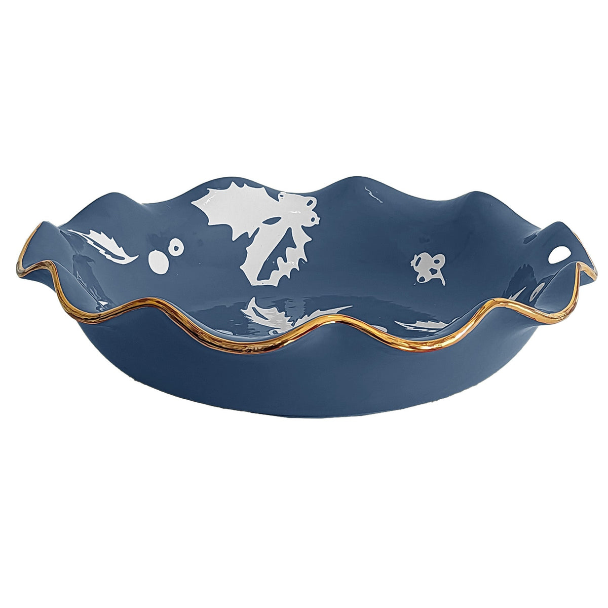 Holiday Botanical Scalloped Bowls with 22K Gold Trim