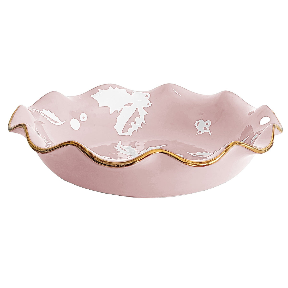 Holiday Botanical Scalloped Bowls with 22K Gold Trim