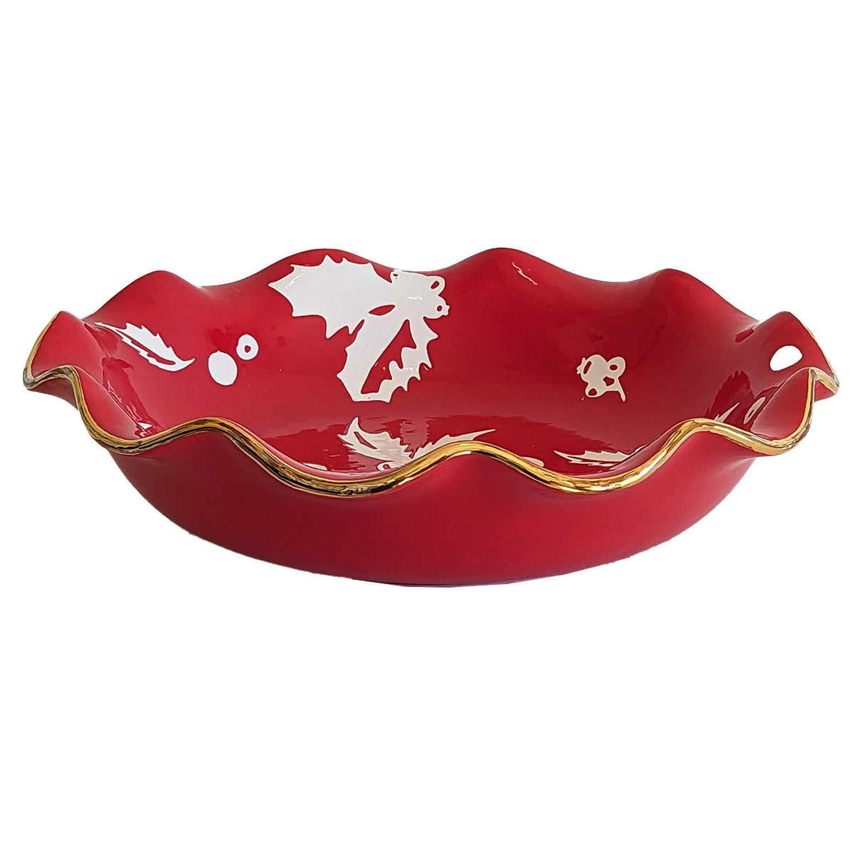Holiday Botanical Scalloped Bowls with 22K Gold Trim