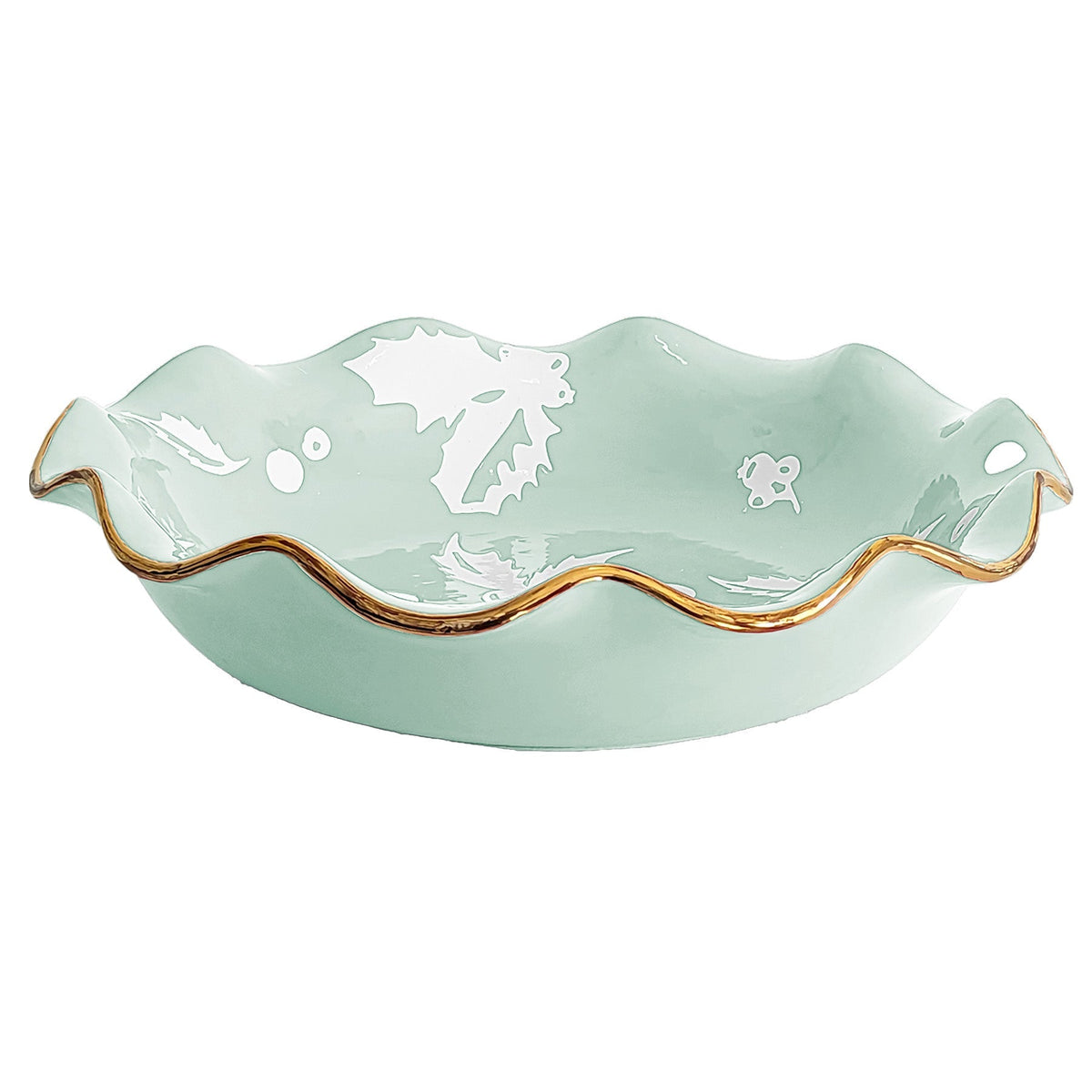 Holiday Botanical Scalloped Bowls with 22K Gold Trim