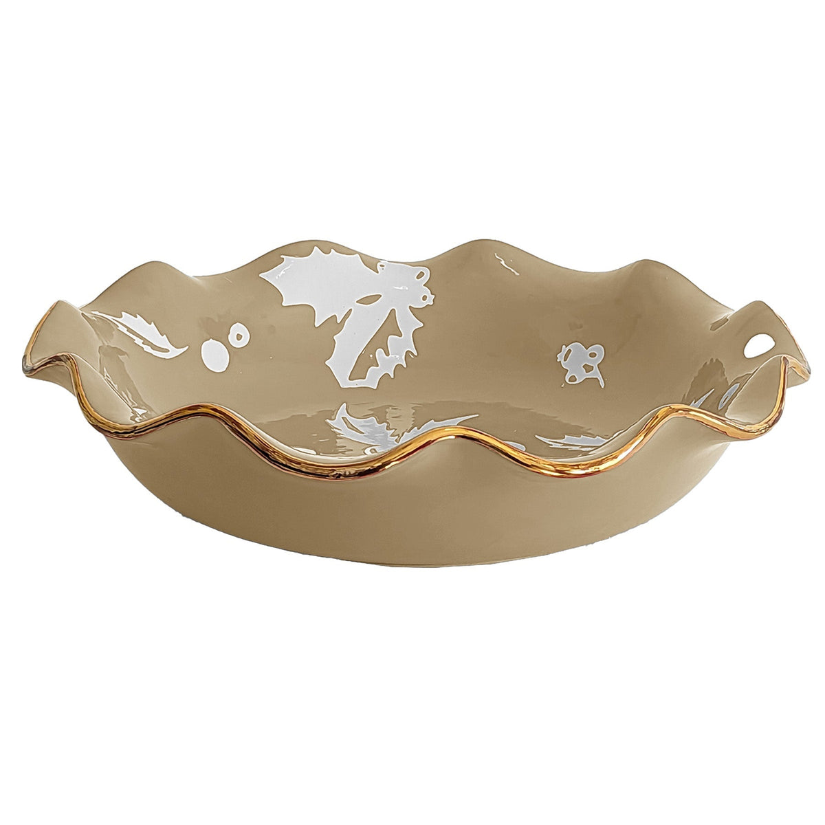 Holiday Botanical Scalloped Bowls with 22K Gold Trim
