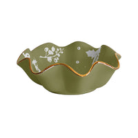 Holiday Botanical Scalloped Bowls with 22K Gold Trim