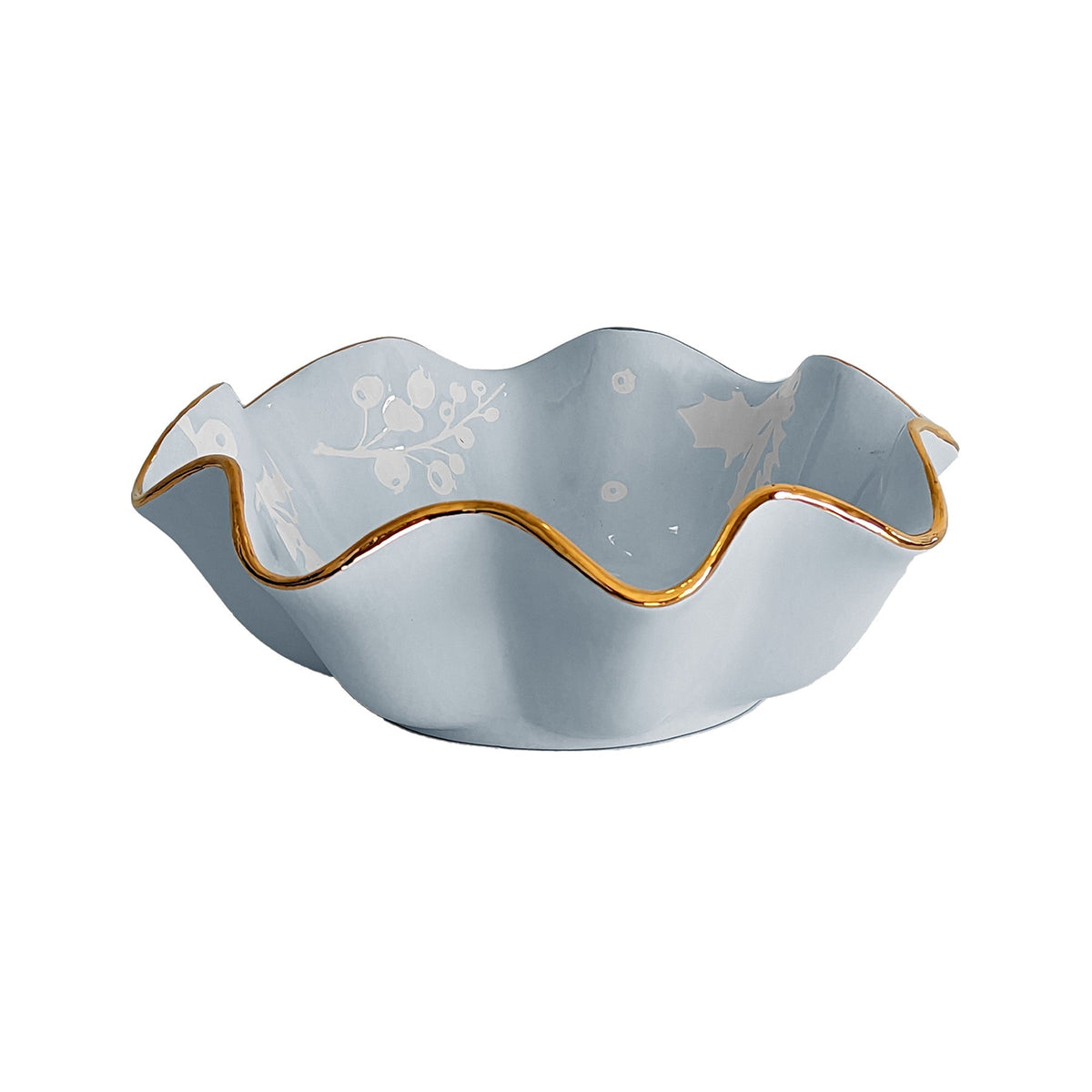 Holiday Botanical Scalloped Bowls with 22K Gold Trim
