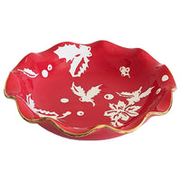 Holiday Botanical Scalloped Bowls with 22K Gold Trim
