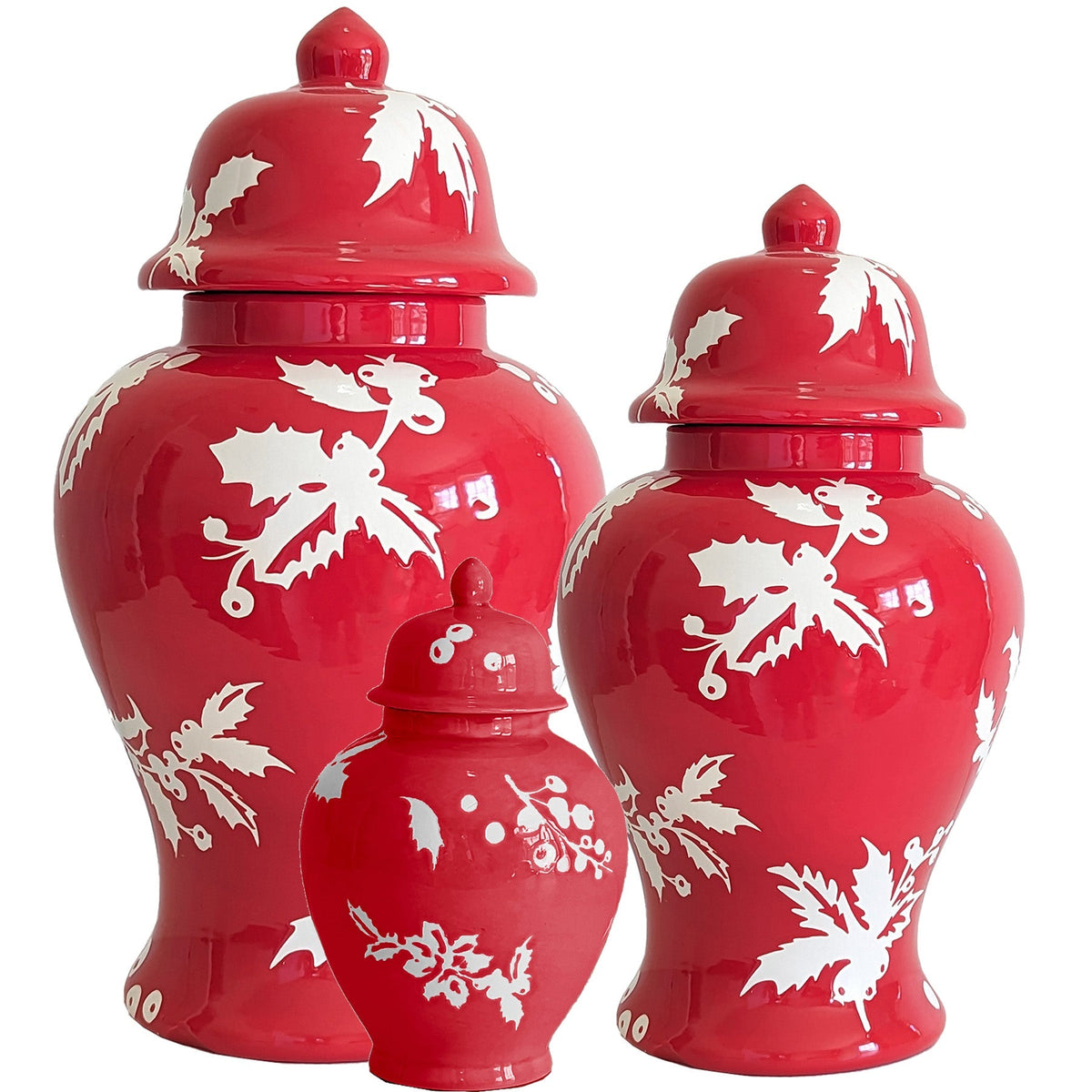 Deck the Halls Ginger Jars in Red (Various Sizes)