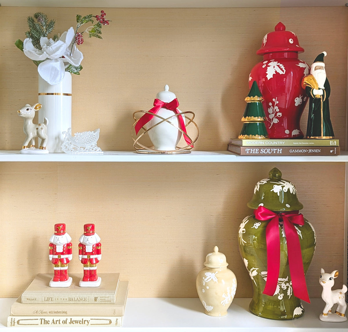 Deck the Halls Ginger Jars in Beige (Various Sizes)