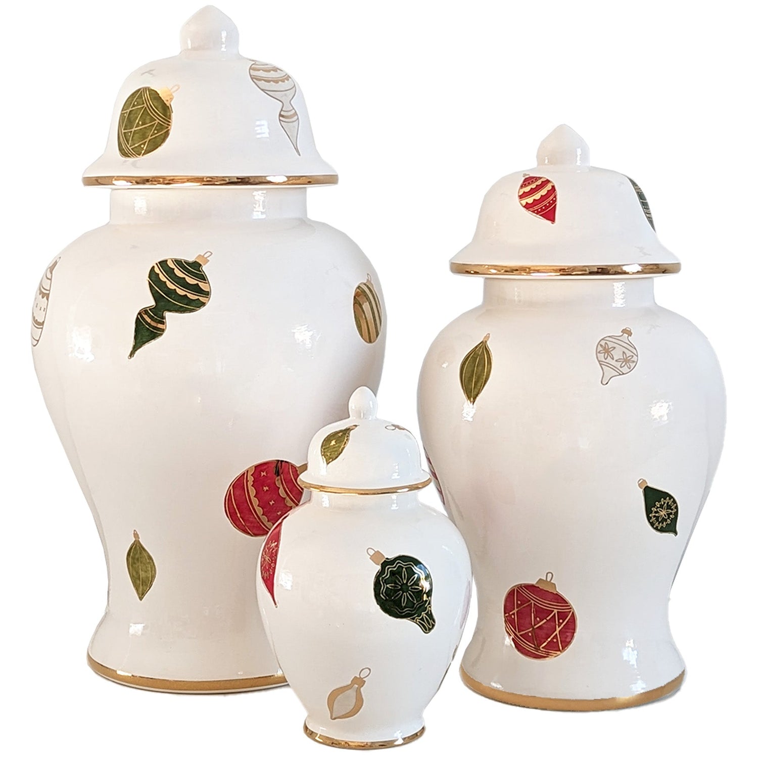 Classic Baubles Ginger Jars with 22K Gold Accents (Various Sizes)