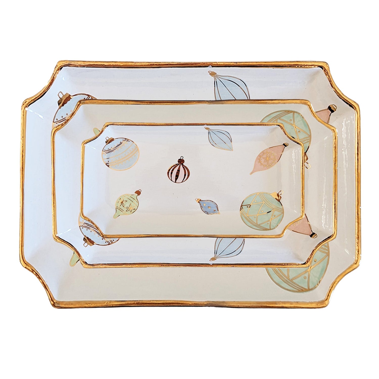 Pastel Baubles Trays with 22K Gold Accents (Various Sizes)