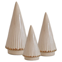 Beige Fluted Christmas Trees with 22K Gold Brushstroke Accent (Various Sizes)