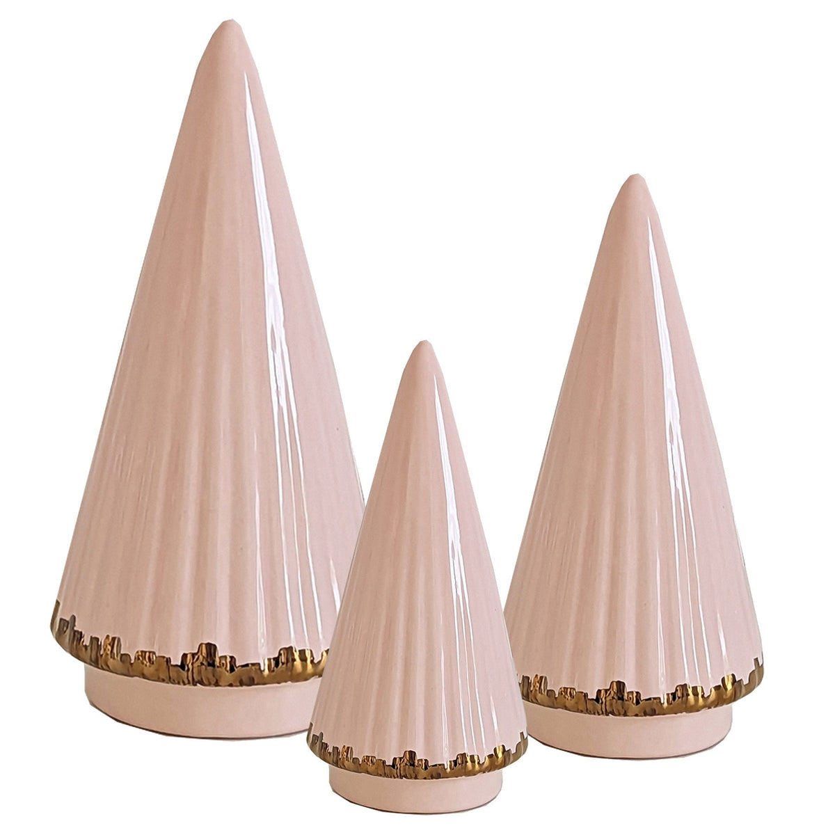 Blush Fluted Christmas Trees with 22K Gold Brushstroke Accent (Various Sizes)