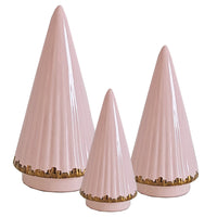 Pink Fluted Christmas Trees with 22K Gold Brushstroke Accent (Various Sizes)