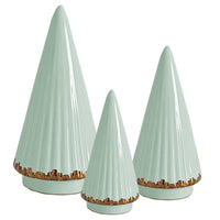 Sea Glass Fluted Christmas Trees with 22K Gold Brushstroke Accent (Various Sizes)
