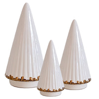 White Fluted Christmas Trees with 22K Gold Brushstroke Accent (Various Sizes)