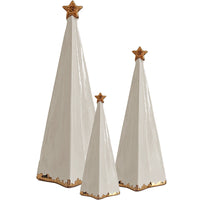 Beige Folded Christmas Trees with 22K Gold Brushstroke Accent (Various Sizes)