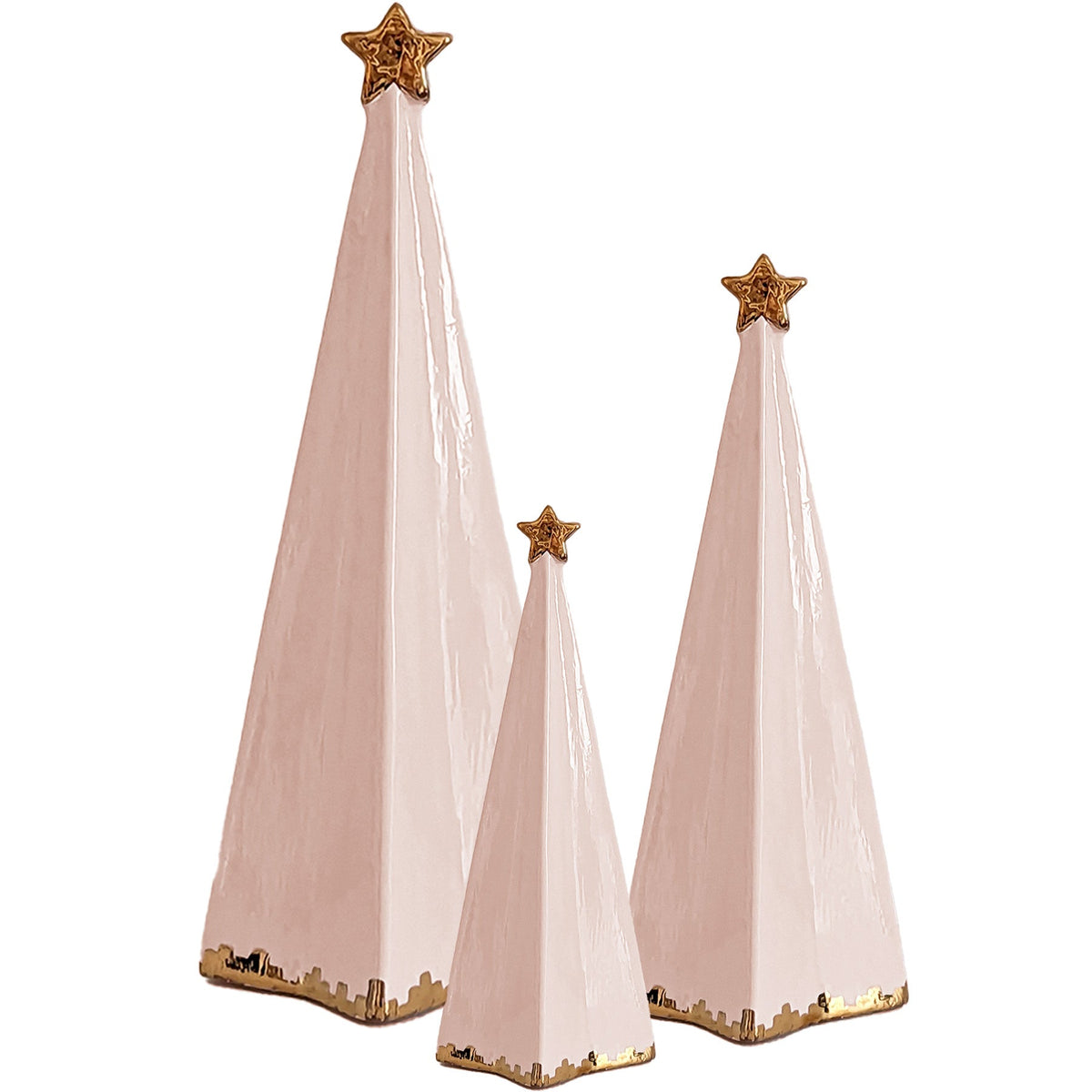 Blush Folded Christmas Trees with 22K Gold Brushstroke Accent (Various Sizes)