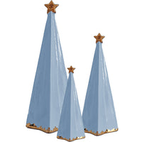 Serenity Blue Folded Christmas Trees with 22K Gold Brushstroke Accent (Various Sizes)