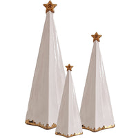 White Folded Christmas Trees with 22K Gold Brushstroke Accent (Various Sizes)