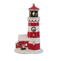 Ivory, Red and Green Lighthouse with 22K Gold Accents