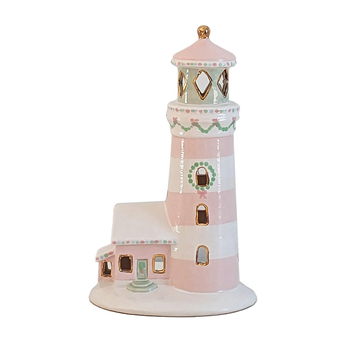 Pastel Lighthouse with 22K Gold Accents