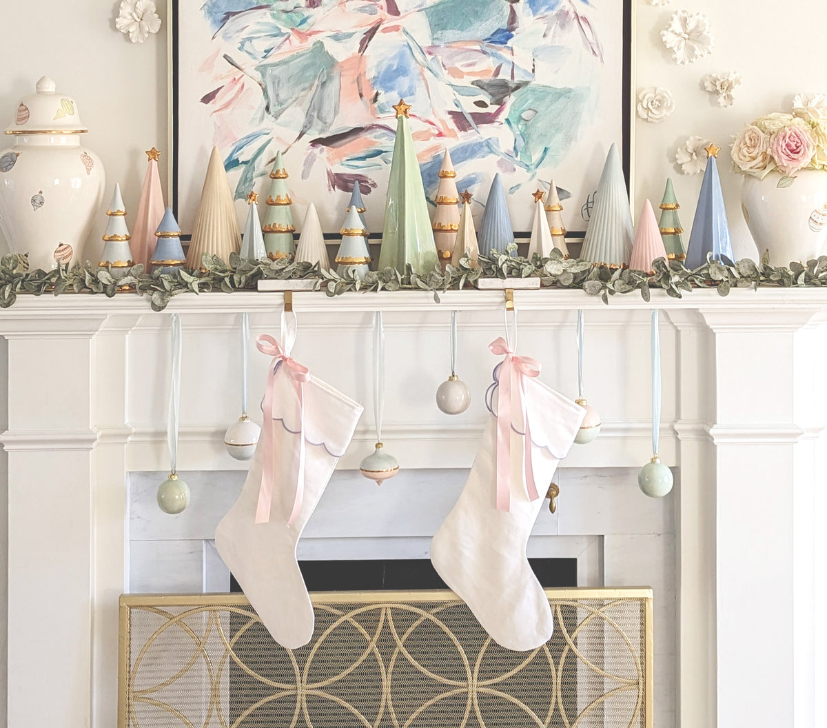 Beige Fluted Christmas Trees with 22K Gold Brushstroke Accent (Various Sizes)