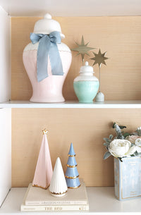 Pink Folded Christmas Trees with 22K Gold Brushstroke Accent (Various Sizes)