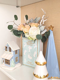 Serenity Blue Folded Christmas Trees with 22K Gold Brushstroke Accent (Various Sizes)