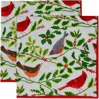 Songbirds and Holly Paper Cocktail Napkins in White